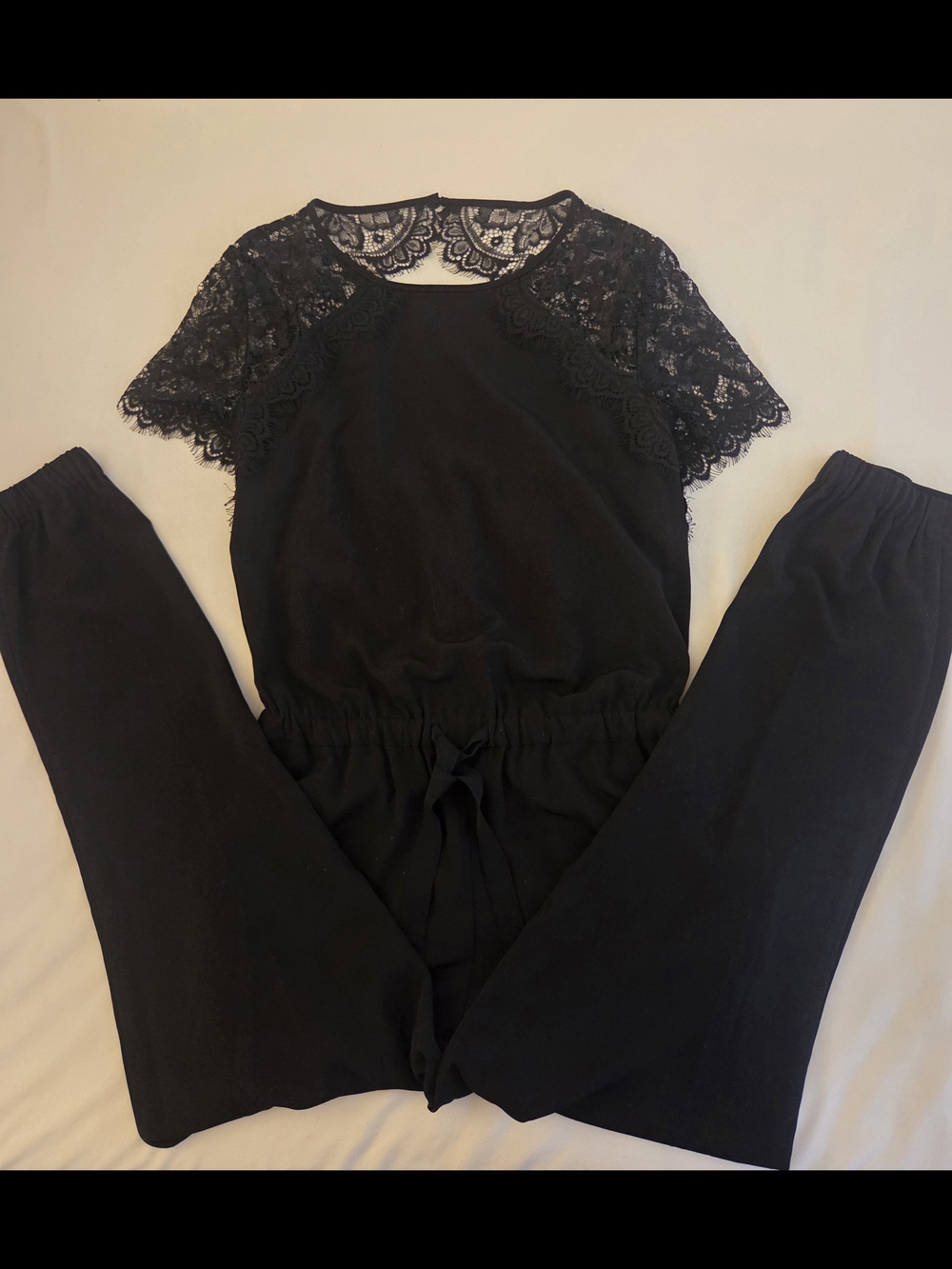 Black Lace-Sleeve Jumpsuit -New WithTags